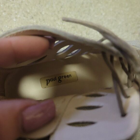 Paul Green Bali Silver Peep Toe Perforated lace Up Heels Size 6.5 UK 4 - Picture 5 of 9